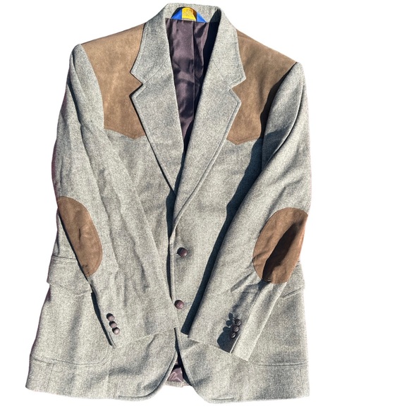 Pendleton Other - Pendleton Mens 46 Long Coat Wool Western Leather Virgin Wool Tweed Vintage/ NWOT